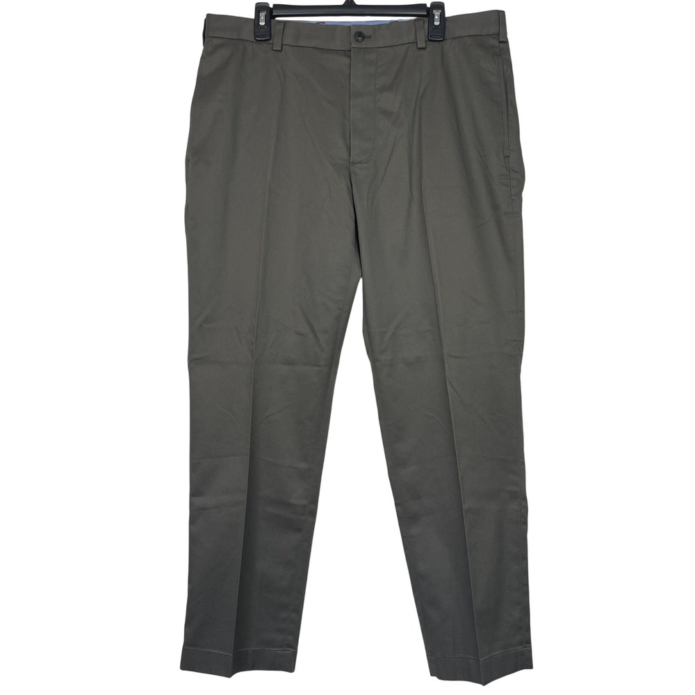 Brooks Brothers Advantage Clark Fit Chino Mens 37x30 Stretch Flat Front Gray